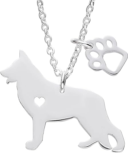 German Shepherd Stainless Steel Pendant Necklace Gift